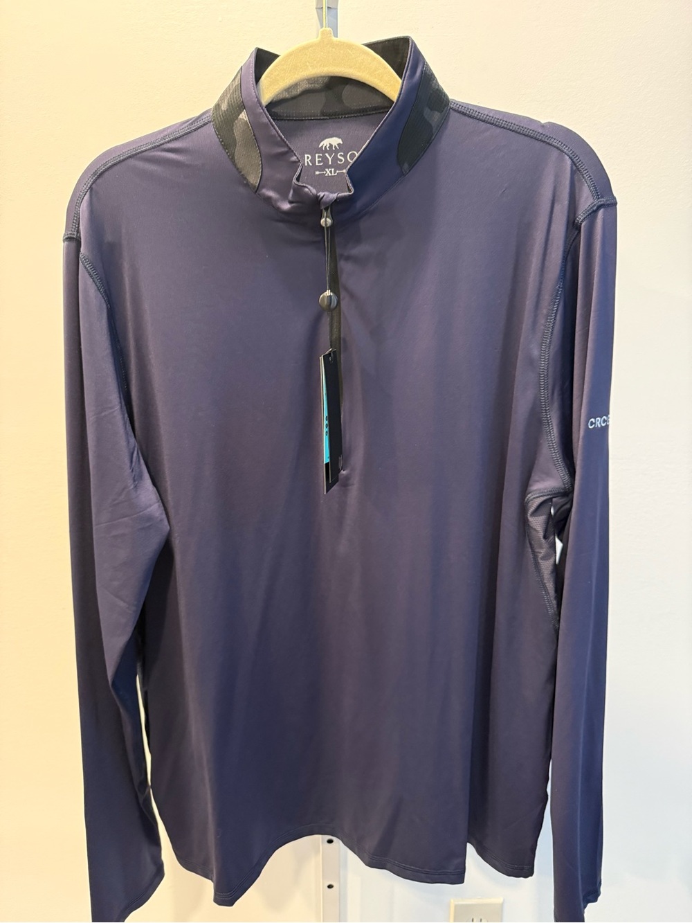 Greyson Men’s Long Sleeve Swim Rash Guard Navy Quarter Zip Size XL New